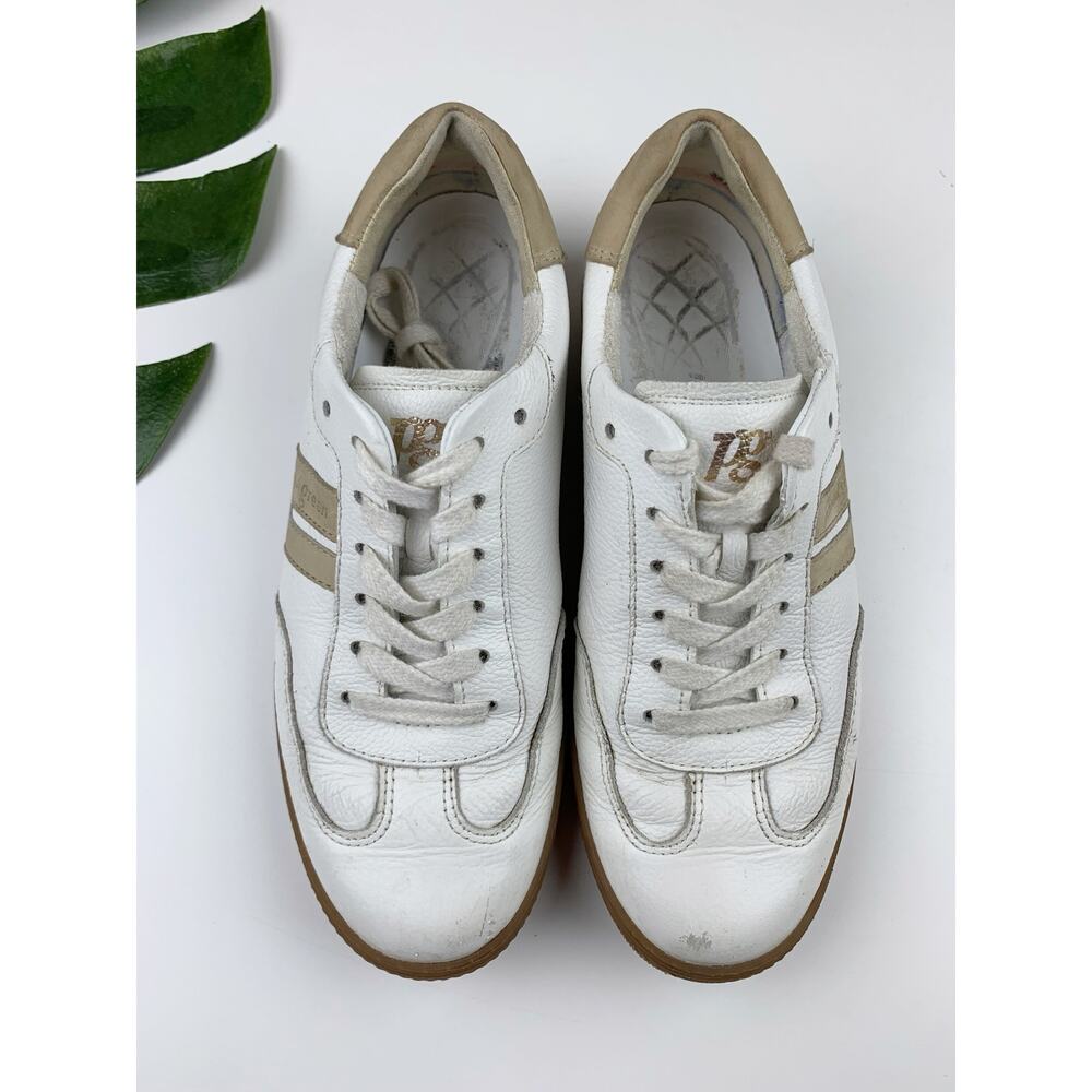 Paul Green Sneakers White Tan Leather Lace Up Casual Comfort Women's 4.5 US 7 - Picture 2 of 11